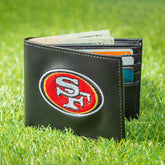 San Francisco 49ers Black Bi-Fold Embroidered Wallet w/ RFID Blocking, NFL, Home