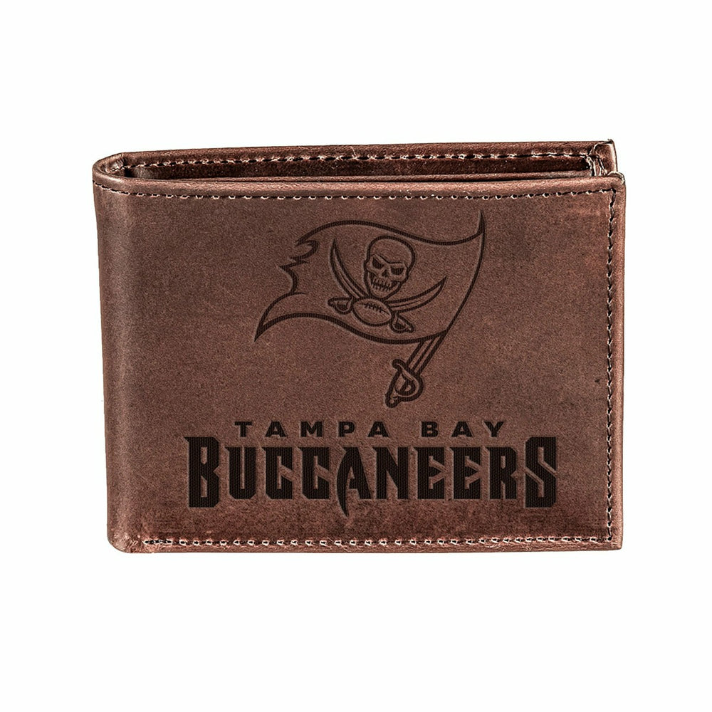 Tampa Bay Buccaneers, Bi-Fold Wallet, Brown, CH, 100% Genuine Leather, NFL, Home