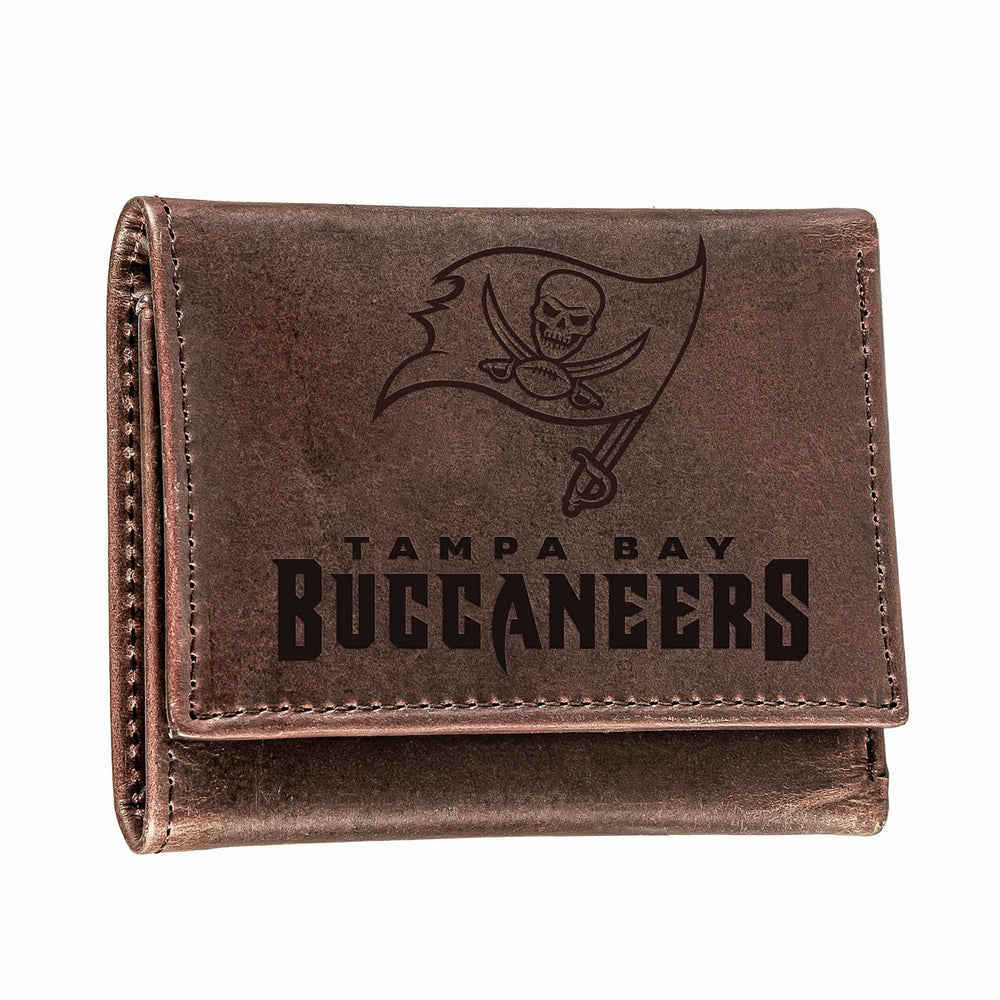 Tampa Bay Buccaneers, Tri-Fold Wallet, Brown, CH, 100% Genuine Leather, NFL, Home