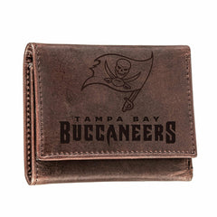 Tampa Bay Buccaneers, Tri-Fold Wallet, Brown, CH, 100% Genuine Leather, NFL, Home