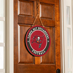 Tampa Bay Buccaneers Round Door Décor with Hanging Rope, 18x18, NFL, Home