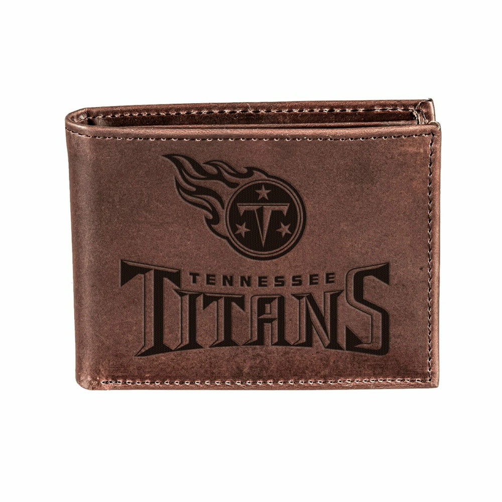 Tennessee Titans, Bi-Fold Wallet, Brown, CH, 100% Genuine Leather, NFL, Home