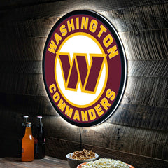LED Wall Decor, Round, Washington Commanders, NFL, Home