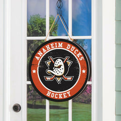 Anaheim Ducks Round Door Décor with Hanging Rope, 18x18, NHL, Home