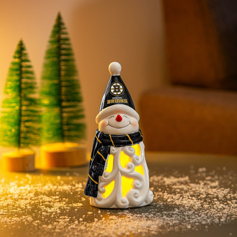 Boston Bruins Snowman LED Statuary, 8", NHL, Home