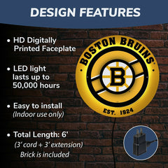 Boston Bruins, Metal Lite, Round, NHL