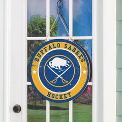 Buffalo Sabres Round Door Décor with Hanging Rope, 18x18, NHL, Home