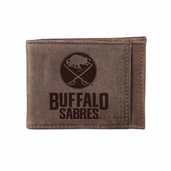 Front Pocket Wallet w/ RFID Blocking, Buffalo Sabres, Brown, NHL, Home