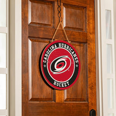 Carolina Hurricanes Round Door Décor with Hanging Rope, 18x18, NHL, Home