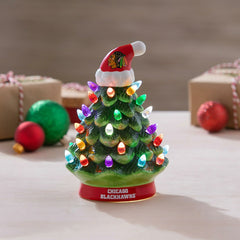 8" LED Ceramic Christmas Tree, Chicago Blackhawks, NHL, Home