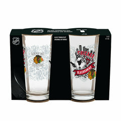 Chicago Blackhawks 16oz Glass pint, Set of 2, NHL, Home