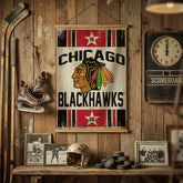 Chicago Blackhawks, Canvas Wall Tapestry, Medium, 36x24, NHL, Home