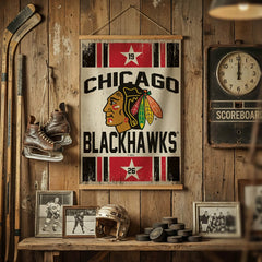 Chicago Blackhawks, Canvas Wall Tapestry, Medium, 36x24, NHL, Home