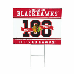 Chicago Blackhawks, 100 Anniversary Cororplast Yard Sign, NHL, Home