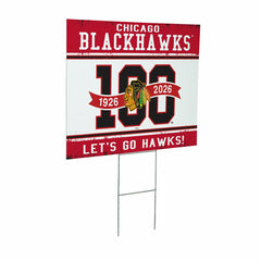 Chicago Blackhawks, 100 Anniversary Cororplast Yard Sign, NHL, Home