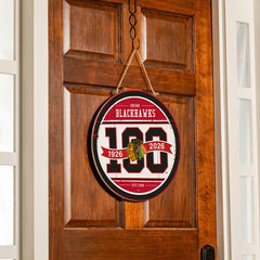 Chicago Blackhawks,100 Anniversary Round Door Decor with Hanging Rope,, NHL, Home