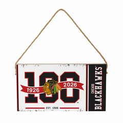 Chicago Blackhawks,100 Anniversary Wood Wall Sign, 6x11, NHL, Home