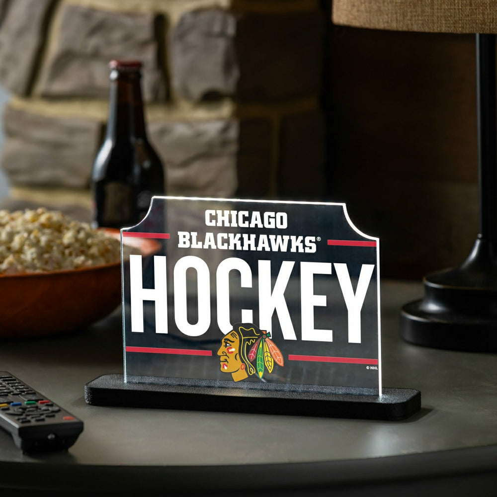 Chicago Blackhawks Hockey Rectangle Desklite LED Decor, NHL, Home