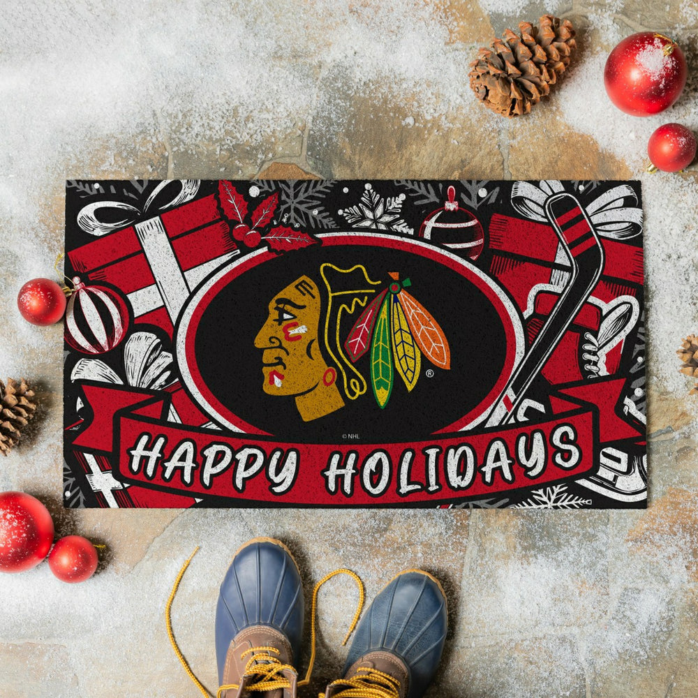 Chicago Blackhawks Holiday PVC Mat, 28"x16", NHL