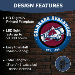Colorado Avalanche, Metal Lite, Round, NHL