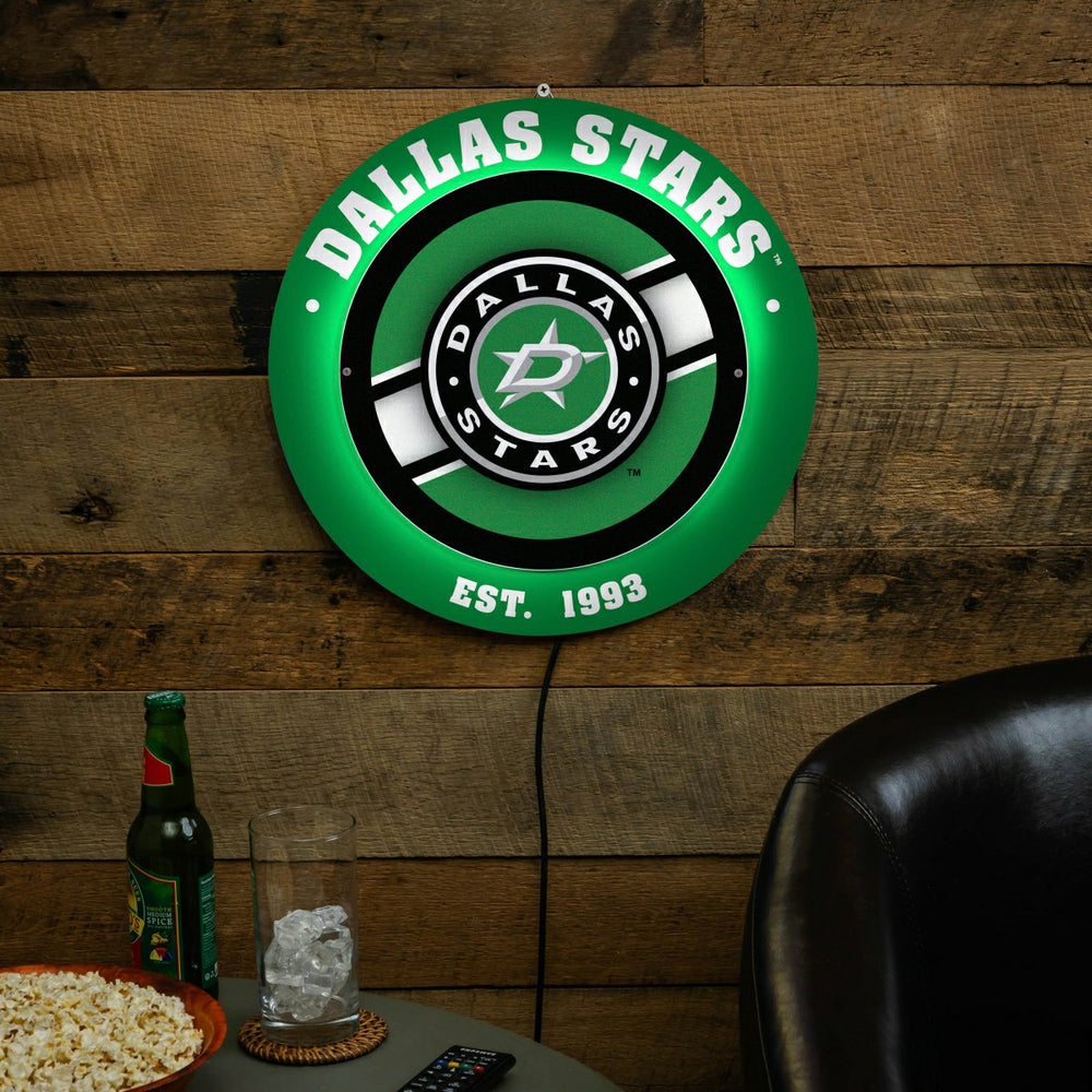 Dallas Stars, Metal Lite, Round, NHL