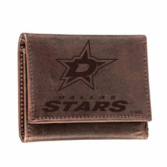 Dallas Stars, Tri-Fold Wallet, Brown, CH, 100% Genuine Leather, NHL, Home