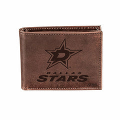 Dallas Stars, Bi-Fold Wallet, Brown, CH, 100% Genuine Leather, NHL, Home