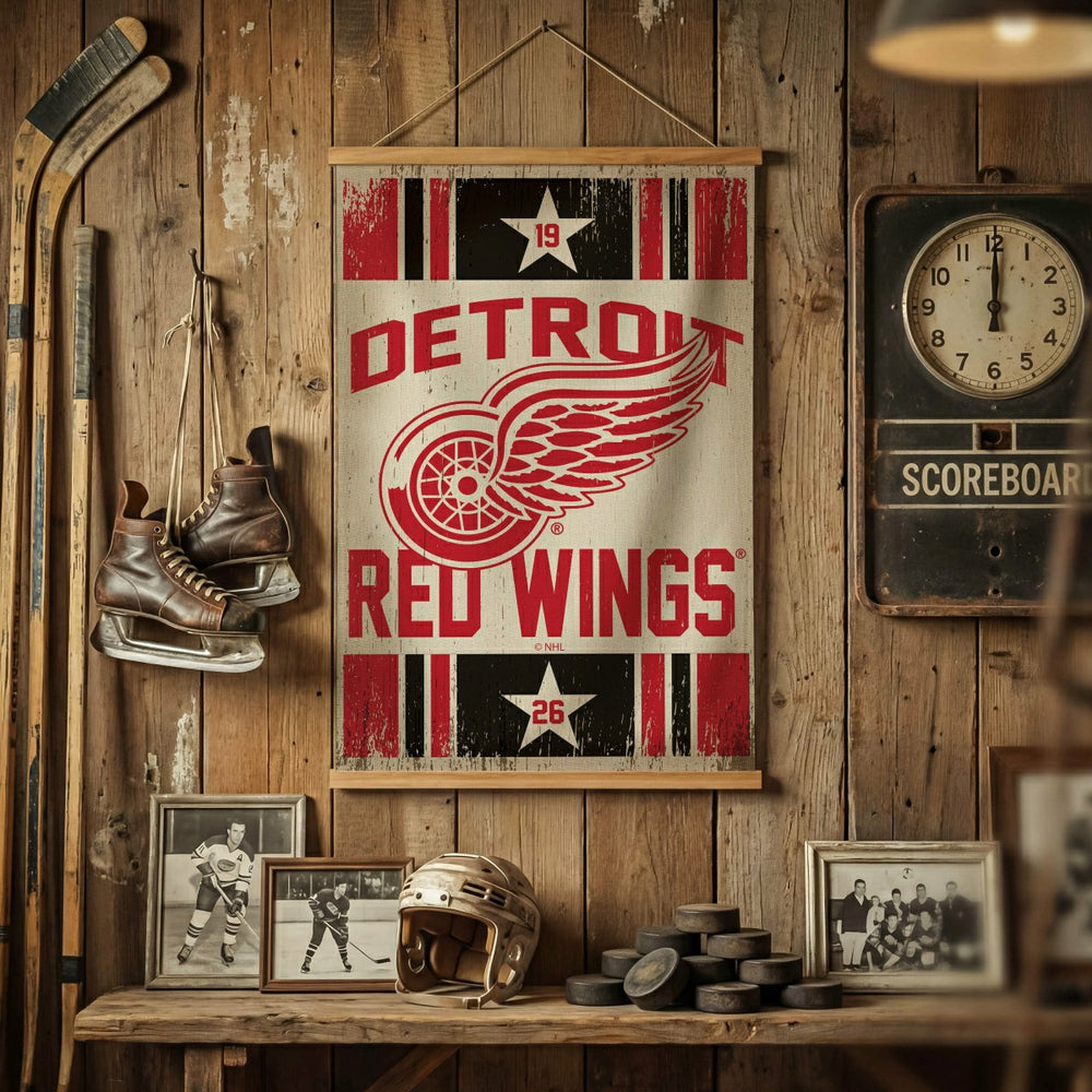 Detroit Red Wings, Canvas Wall Tapestry, Medium, 36x24, NHL, Home