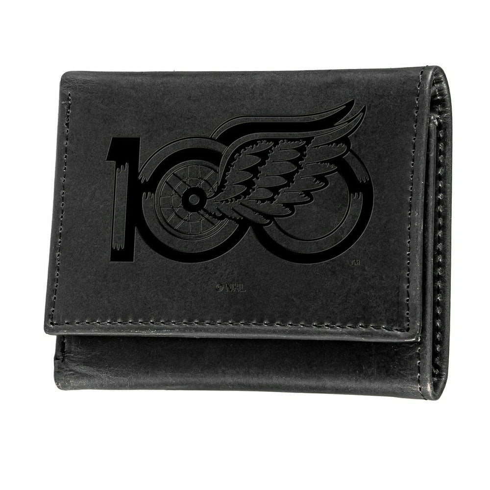 Detroit Red Wings, 100 Anniversary Wallet, Tri-fold, Black, NHL, Home