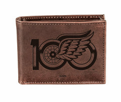 Detroit Red Wings, 100 Anniversary Wallet, Bi-fold, Brown, NHL, Home
