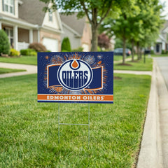 Edmonton Oilers Yard Sign, Patriotic, NHL, Home