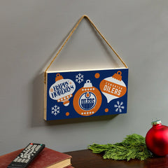 Edmonton Oilers Holiday Wood Wall Sign, 6x11, NHL, Home