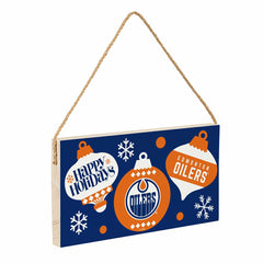 Edmonton Oilers Holiday Wood Wall Sign, 6x11, NHL, Home