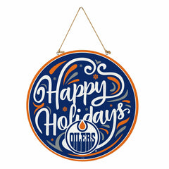 Edmonton Oilers Holiday Round Door Décor with Hanging Rope, 18x18, NHL, Home