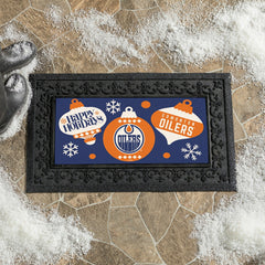 Edmonton Oilers Holiday Flocked Coir Sassafras Switch Mat, 22"x10", NHL