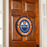 Edmonton Oilers Round Door Décor with Hanging Rope, 18x18, NHL, Home