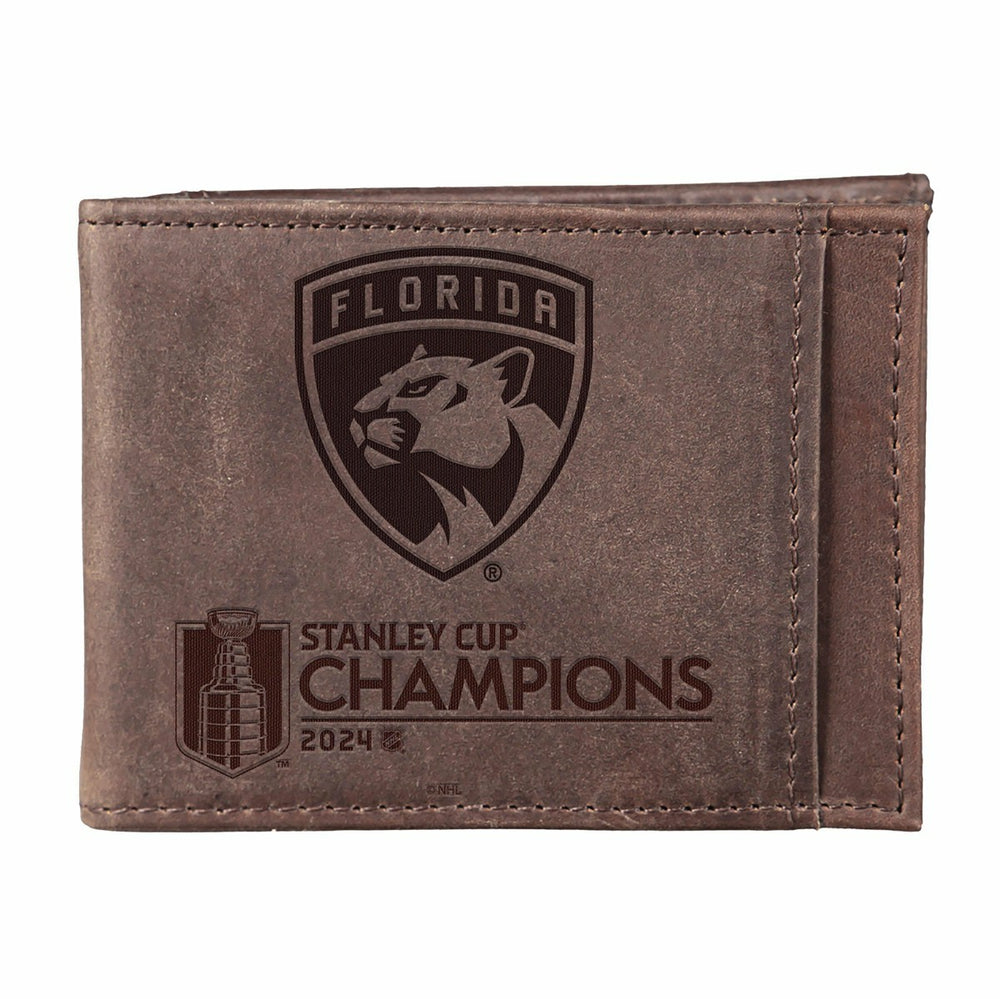 Florida Panthers Front Pocket Wallet with RFID Blocking, Brown, SC24 C, NHL, Home