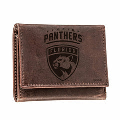 Florida Panthers, Tri-Fold Wallet, Brown, CH, 100% Genuine Leather, NHL, Home