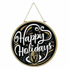 Vegas Golden Knights Holiday Round Door Décor with Hanging Rope, 18x18, NHL, Home