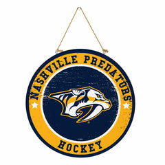 Nashville Predators Round Door Décor with Hanging Rope, 18x18, NHL, Home