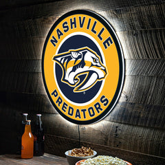 LED Wall Decor, Round, Nashville Predators, NHL, Home