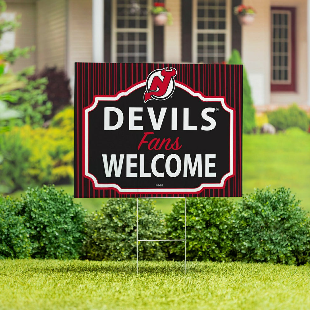 New Jersey Devils Coroplast Yard Sign, "Fans Welcome", NHL, Home