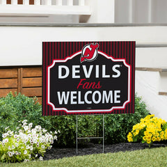 New Jersey Devils Coroplast Yard Sign, "Fans Welcome", NHL, Home