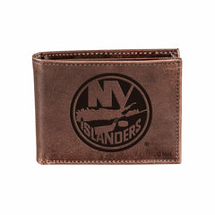 New York Islanders, Bi-Fold Wallet, Brown, CH, 100% Genuine Leather, NHL, Home