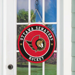 Ottawa Senators Round Door Décor with Hanging Rope, 18x18, NHL, Home