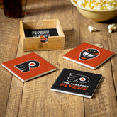 Philadelphia Flyers Ceramic Coasters Set, 4pcs with Wood Caddy, NHL, Home