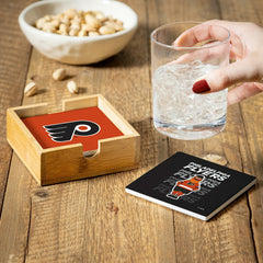 Philadelphia Flyers Ceramic Coasters Set, 4pcs with Wood Caddy, NHL, Home
