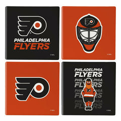 Philadelphia Flyers Ceramic Coasters Set, 4pcs with Wood Caddy, NHL, Home
