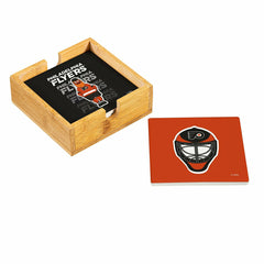 Philadelphia Flyers Ceramic Coasters Set, 4pcs with Wood Caddy, NHL, Home