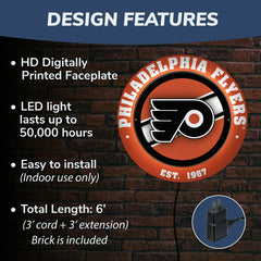 Philadelphia Flyers, Metal Lite, Round, NHL